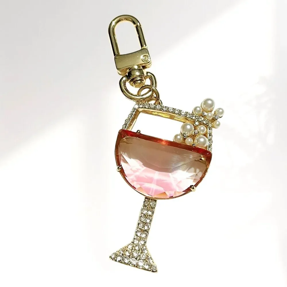 True to Form Wine Glass Purse Charm Clip On Rose All Day Pink Champagne Cocktail